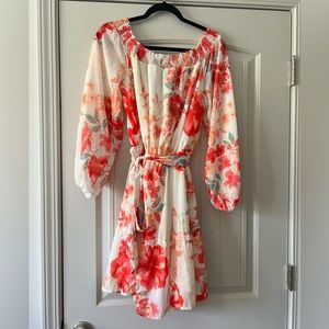 On or off the shoulder dress. Multi colored and goes with so much!